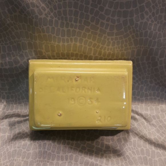 Vtg Miramar Of California Lime/Chartreuse Textured Pottery Planter 1954 #210 - Picture 8 of 9
